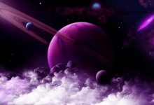 紫色梦幻宇宙行星与星云8K壁纸 免费下载-木豆壁纸网