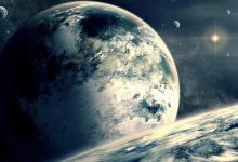 宇宙中的蓝色星球与卫星8K壁纸 免费下载-木豆壁纸网