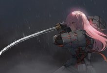 雨中持剑的粉发少女8K壁纸 免费下载-木豆壁纸网