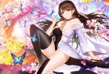 樱花蝶舞少女插画8K壁纸 免费下载-木豆壁纸网