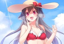 夏日海滩少女插画8K壁纸 免费下载-木豆壁纸网